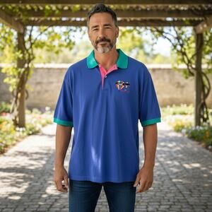 Vintage Outer Banks Steamboat Polo Shirt Large Hot Air Balloon 90s